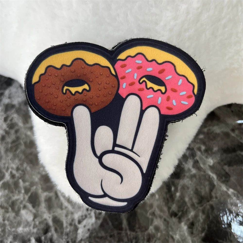 Parches de emblema de moral de Fitness de Donut de dedo, brazalete táctico, insignia militar, mochila, pegatinas impresas de gancho y bucle - imagen 4