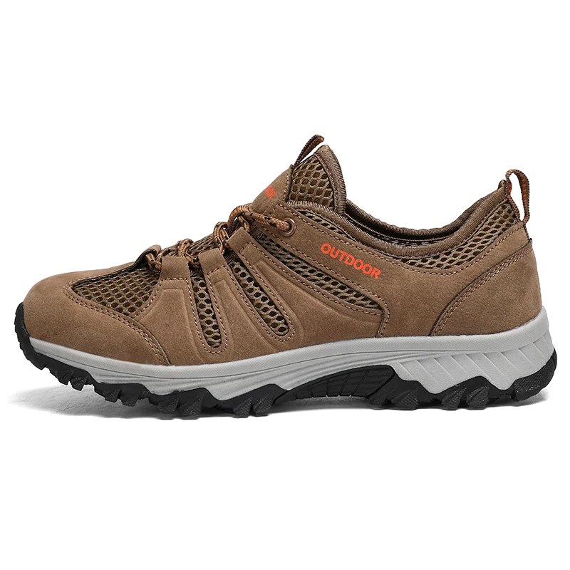 HIKEUP Zapatos de senderismo al aire libre transpirables para hombres - Zapatillas de deporte antideslizantes de gran tamaño para correr, caminar y montañismo - imagen 5