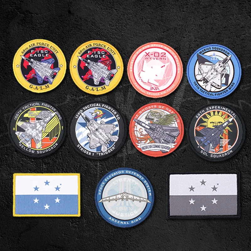 Parche bordado AceCombat para decoración de bolsas de ropa CALM AIR FORCE UNTT Cipher Pixy Razgriz Trigger Fighting Ala de combate táctico - imagen 2