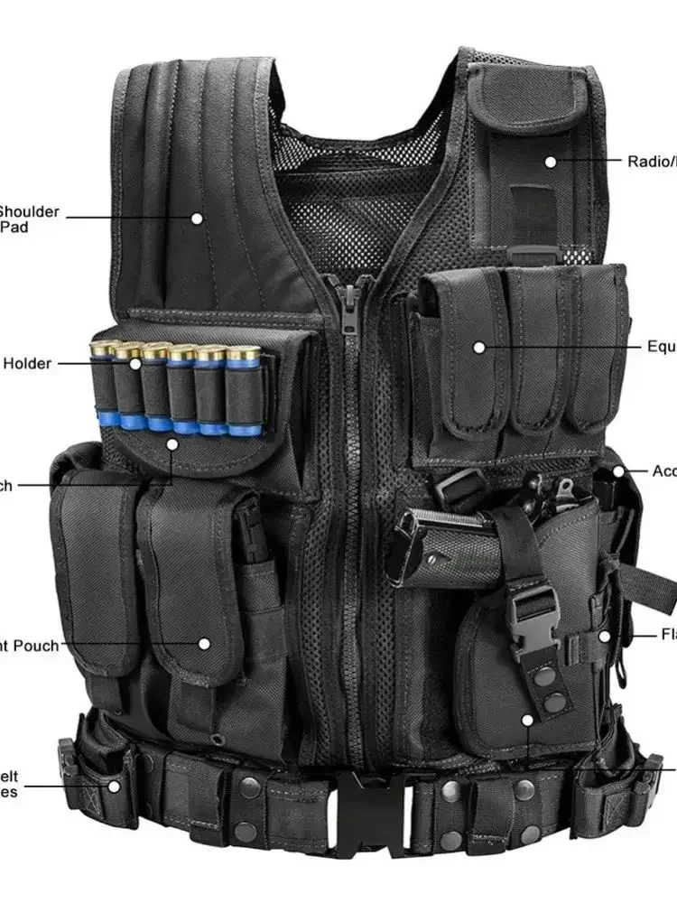 Chaleco táctico Molle transpirable, armadura de combate, Protector de seguridad, caza al aire libre, juego CS, Airsoft, entrenamiento, chaqueta de batalla - imagen 3
