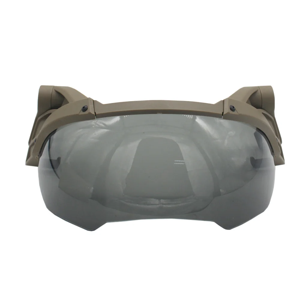 Casco táctico ajustable, gafas abatibles, Airsoft, Paintball, a prueba de viento, antiniebla, 2 lentes para casco rápido - imagen 5
