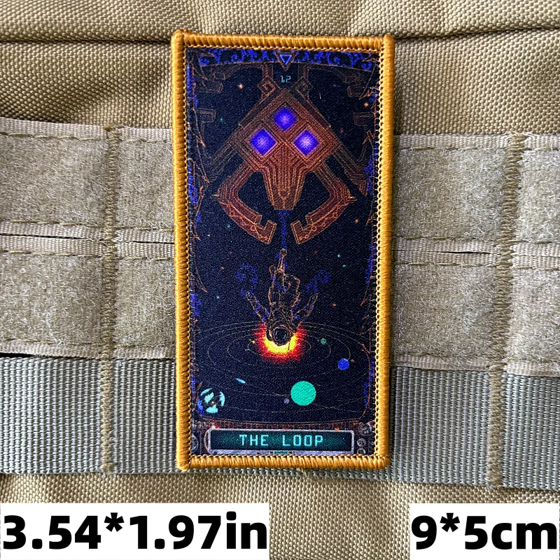 Parche táctico de cartas de juego, insignia de moral LOOP, brazalete con estampado de gancho y bucle, pegatina de cartas de Tarot