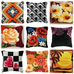Kit de bordado punto de cruz flor para almohada, lana gruesa