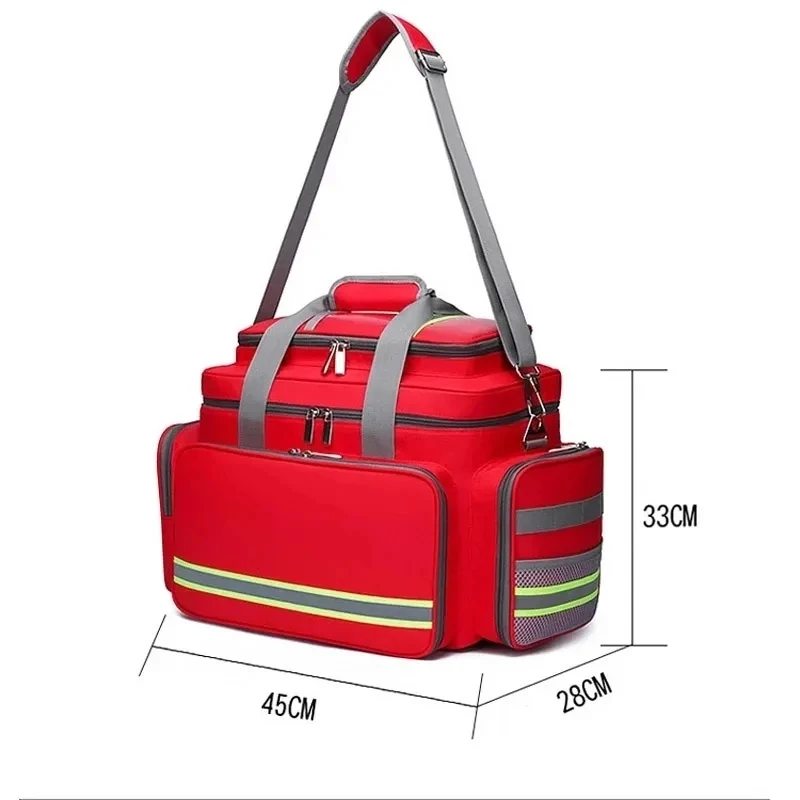 Bolsa médica de primeros auxilios para rescate de emergencia al aire libre, bolsa de gran capacidad vacía, a prueba de agua, reflectante Oxford, kit de supervivencia multibolsillo - imagen 5