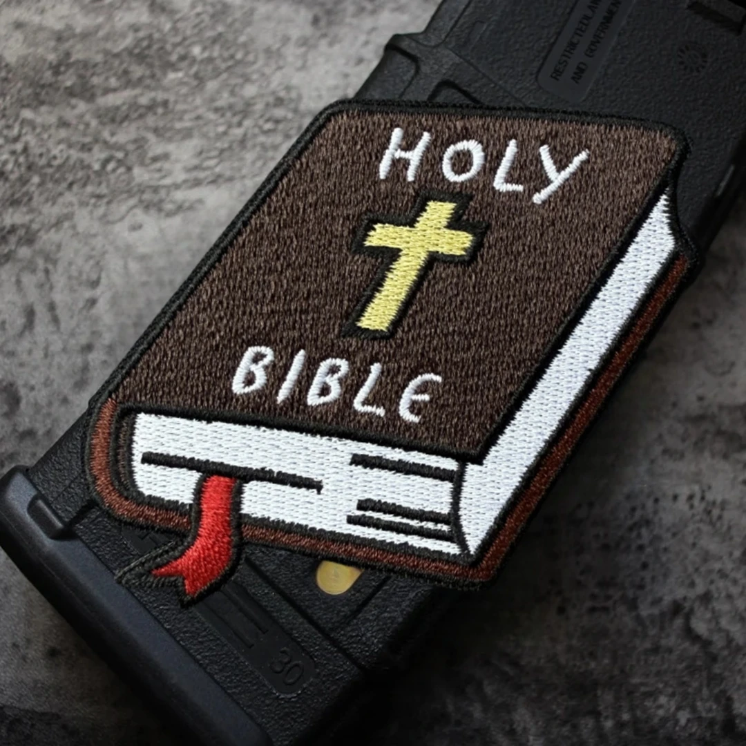 Parche HOLY BIBLE, insignia de moral táctica religiosa cristiana, pegatina para mochila militar, parches de gancho y bucle bordados, ropa - imagen 4