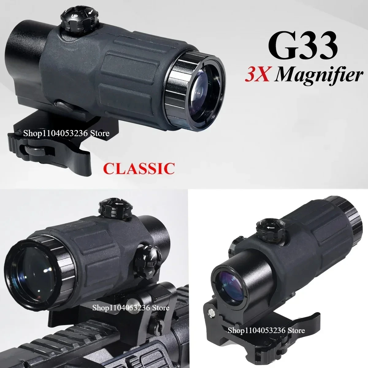 Mira táctica E * t * ch G33 G43 G45, lupa fija 3X 5X con desmontaje y volteo rápidos para colimador de caza Airsoft - imagen 4