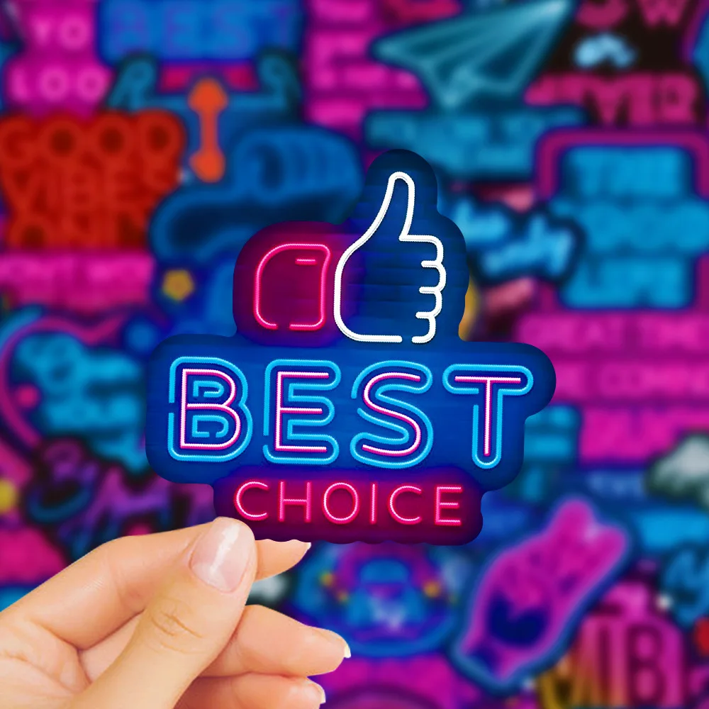 50 Uds pegatinas de luz de neón portátil teléfono ordenador equipaje botella de agua guitarra portátil baño pegatina de Graffiti para niños juguete de regalo - imagen 2