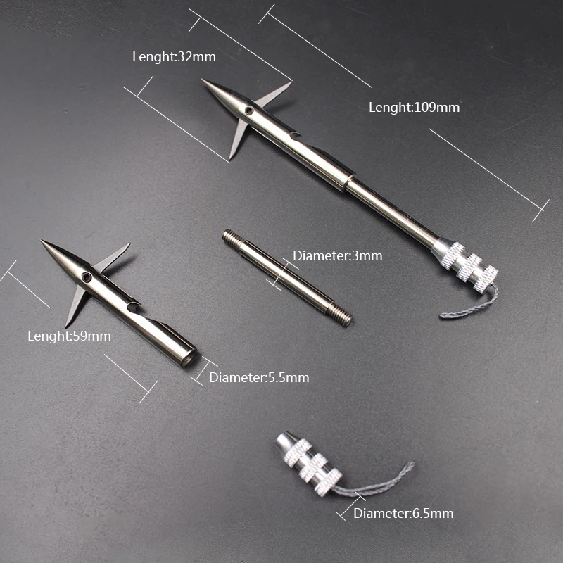 Dardos cortos de pesca de alta calidad, herramientas de pesca, 3 piezas, para tiro con arco, de acero inoxidable - imagen 4