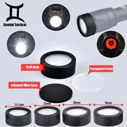 Wadcn táctico m300 m600 X300 x400v protector de armas de caza lámpara de linterna LED cubierta de lente personalizada 25.4mm 28 mm 30 mm 26 mm