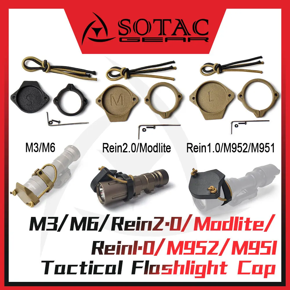SOTAC-GEAR tapa de linterna táctica Protector de nailon cubierta de luz de arma para M300 M600 M952V M951 Modlite Scout Protector de luz