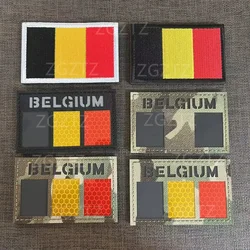 Parche infrarrojo reflectante IR con bandera de Bélgica, brazalete bordado, tira, parche militar, ropa, mochila, gancho y bucle