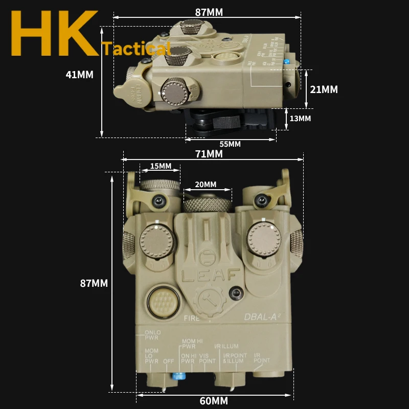 Arma láser táctica PEQ Dbal A2, equipo de puntería láser rojo o verde, compatible con riel de 20mm, accesorios de caza Airsoft para exteriores - imagen 5