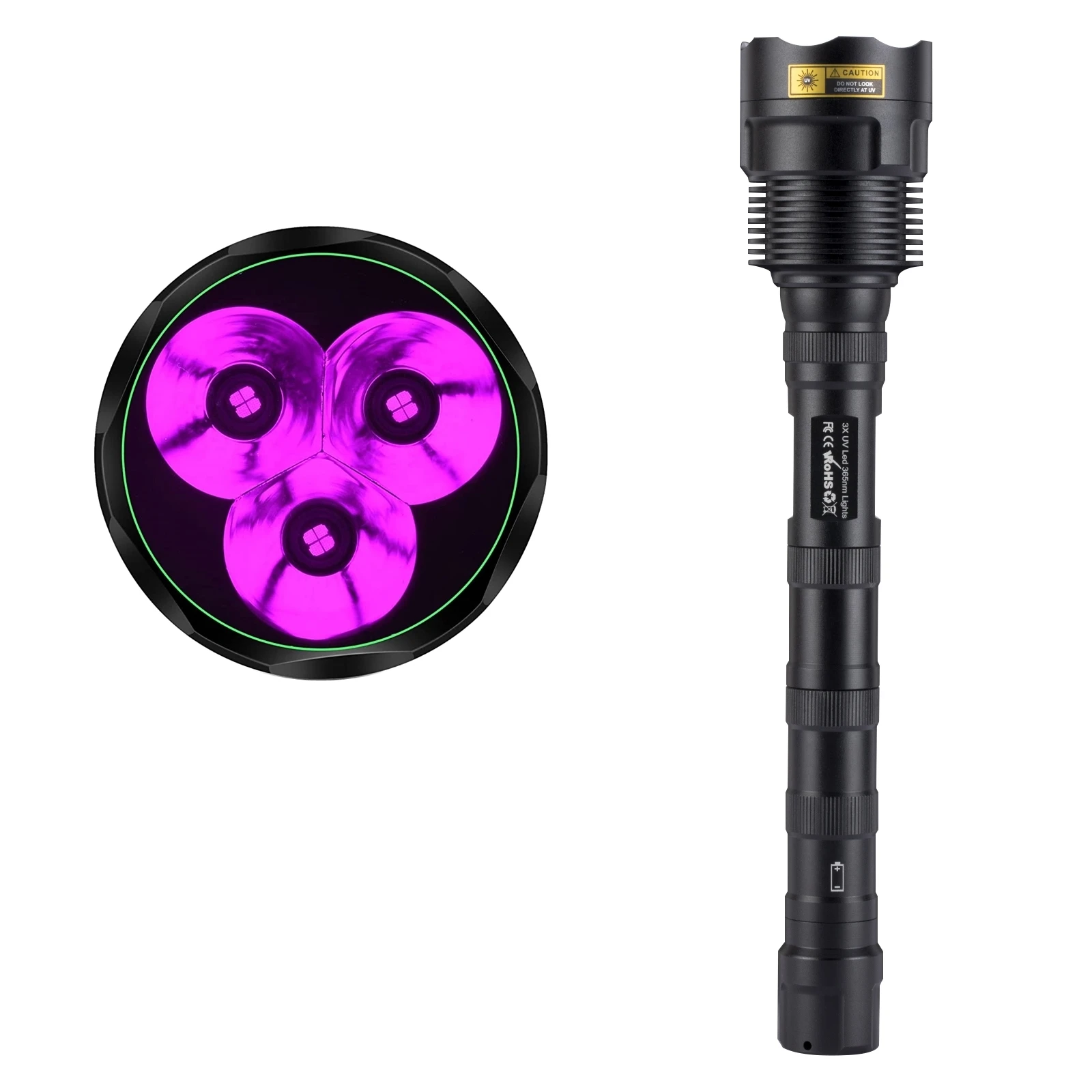 60W 3x365nm UV LED potente luz negra 395nm linterna de alta potencia Ultra violeta marcador Invisible curado gato perro luz de control - imagen 3