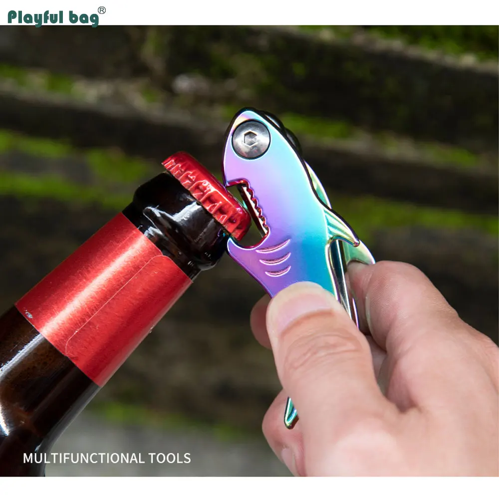 EDC-Herramienta colorida para bicicleta con forma de tiburón, llave multifunción, abridor de botellas, destornillador de reparación de emergencia para exteriores, conjunto combinado ATA21 - imagen 5
