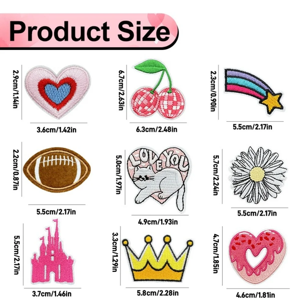 50/100 Uds. Parches bordados surtidos al azar dibujos animados DIY parches para planchar/coser pegatinas apliques para ropa vestidos sombrero Jeans - imagen 5