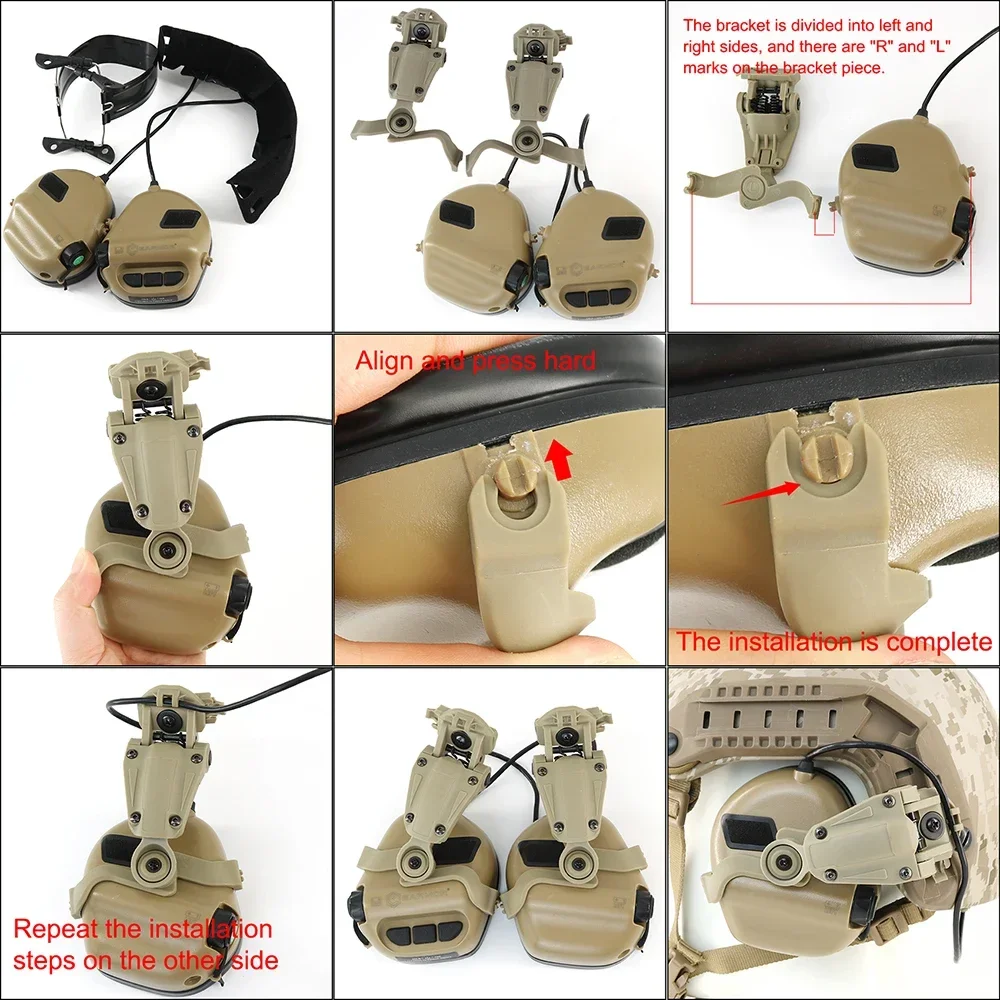 Accesorio de auriculares tácticos Airsoft para caza y tiro, casco táctico, adaptador de riel de arco para orejeras electrónicas EARMOR M31 / M31H - imagen 5