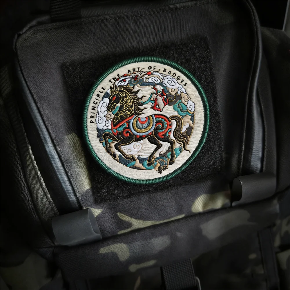 Parche bordado de caballo del zodiaco con cables de Metal para decoración de ropa y bolso, apliques tácticos del año natal - imagen 5