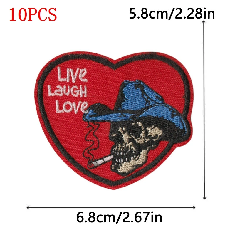 10 unids/set Punk parches para planchar para ropa parche termoadhesivo para ropa gato Rana cráneo bordado parches en sombrero insignias DIY - imagen 4