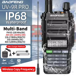 BAOFENG UV-9R PRO Walkie Talkie multibanda IP68 impermeable frecuencia de copia inalámbrica Tri potencia tipo C DTMF Radioaficionado de largo alcance