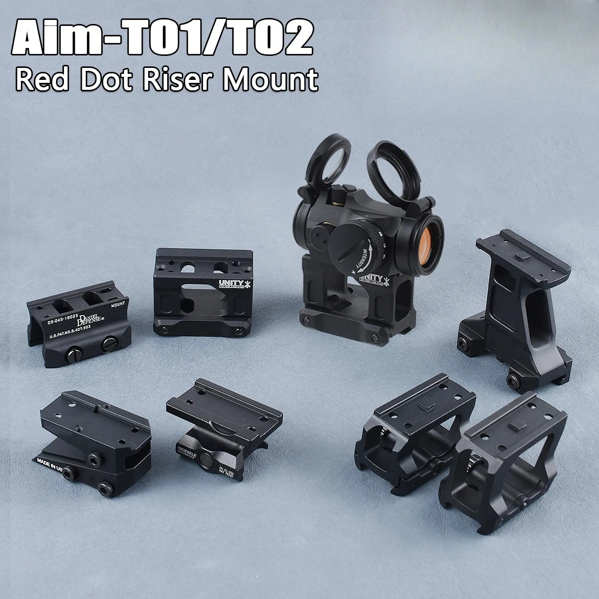 T02 T01 Red Dot UNITY montaje elevador rápido R5 óptica mira telescópica soporte compensado 1,57/1,64/1,92/2,91 pulgadas Base alta - imagen 3