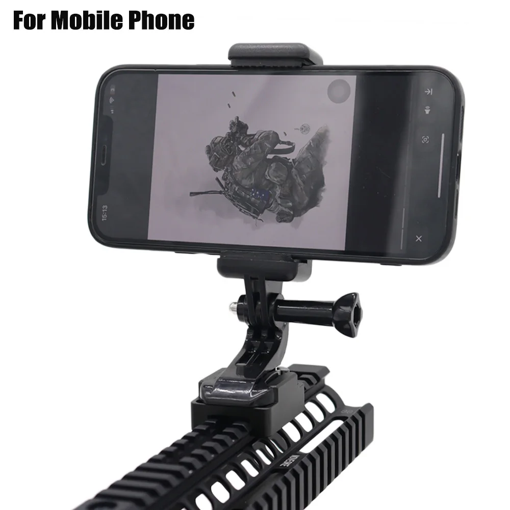Nuevo soporte táctico para teléfono con montaje en riel Picatinny de 20mm, soporte para cámara para teléfonos móviles Iphone, cámara deportiva Gopro - imagen 4