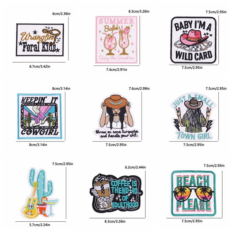 Parche con letras de dibujos animados, parches bordados de vaquera occidental, parches termoadhesivos para ropa, chaquetas, bricolaje, 5 uds. - imagen 3
