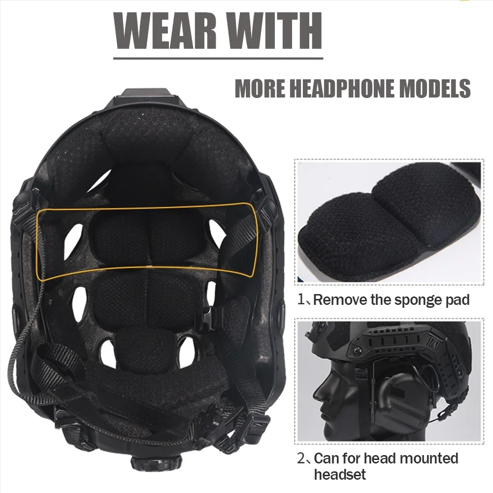 Juego de casco táctico con placa protectora, linterna, gafas, máscara, auriculares, luz de señal de montaje L4G24, bolsas de batería modelo PVS31 NVG - imagen 3