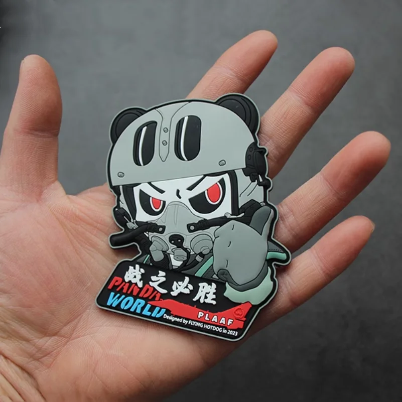 Parches de PVC versión Q Panda World HKP, insignias heróicas conmemorativas aeroespaciales de China, tácticas para bolsa de ropa, casco, chaleco, decoración - imagen 5