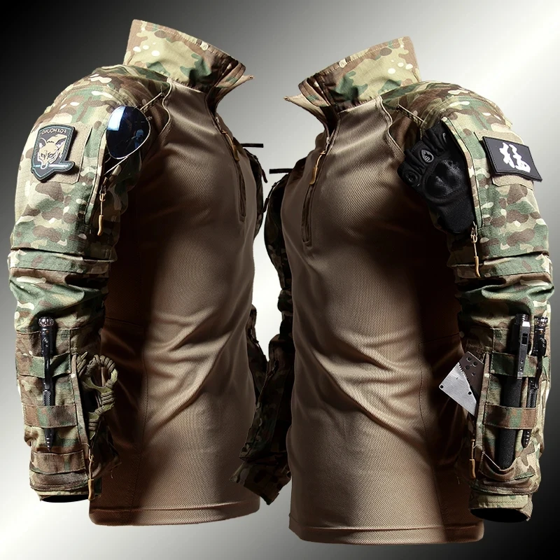 Camisa de combate para hombre, camisas tácticas militares Airsoft de campo de manga larga, ropa de camuflaje para Paintball, Camping y caza, ropa para hombre - imagen 2