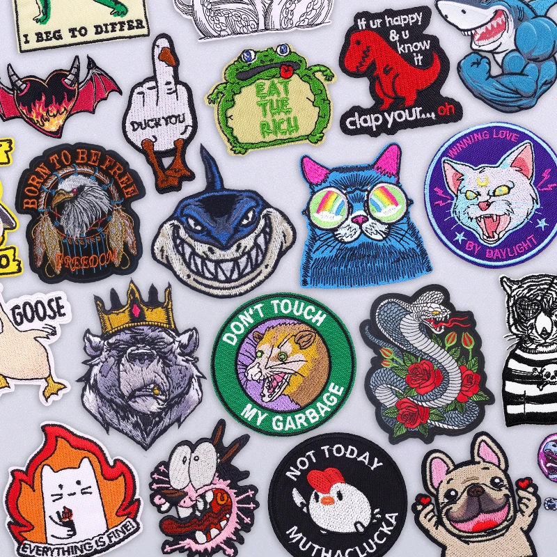 Parche de gorila y tiburón de Animal humorístico, parches bordados con eslogan de advertencia para chaqueta, chaleco, regalo divertido para amantes de los animales DIY - imagen 2