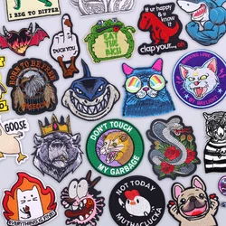 Parche de gorila y tiburón de Animal humorístico, parches bordados con eslogan de advertencia para chaqueta, chaleco, regalo divertido para amantes de los animales DIY