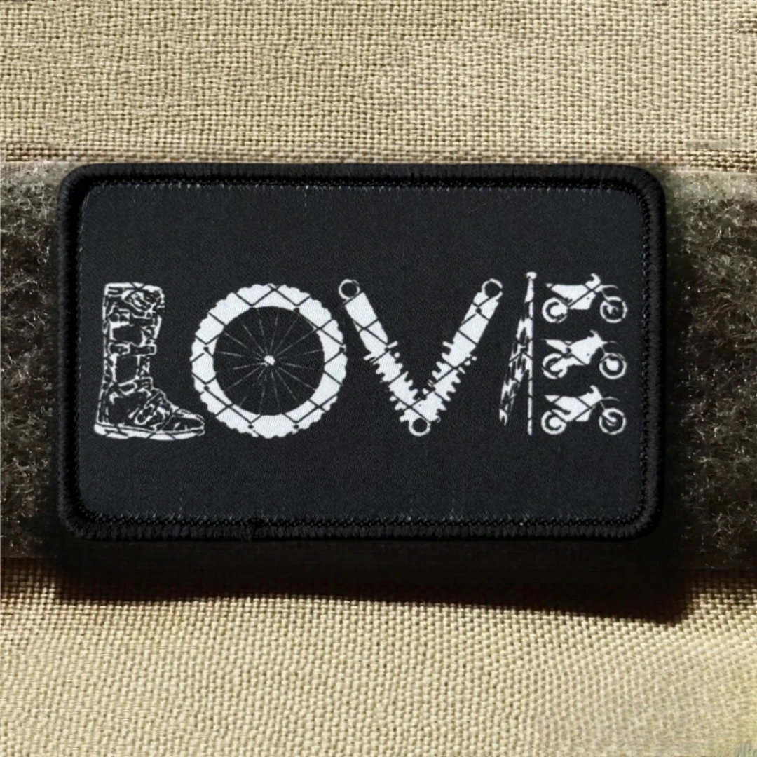 Parche de insignia de moral de motocicleta "LOVE", emblema militar, brazalete táctico, gancho y bucle impresos para ropa, pegatinas para mochila - imagen 5
