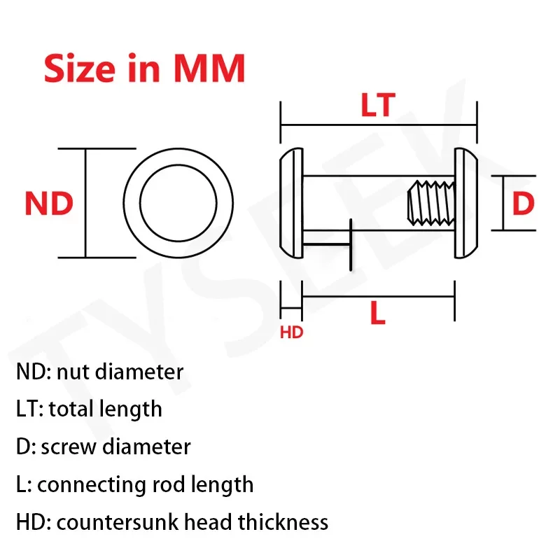 Remache de tornillo de cuchillo plegable para fabricación de Material de cuchillo Diy, tornillo de bloqueo ranurado de vástago M3, acero inoxidable, 10 piezas - imagen 2