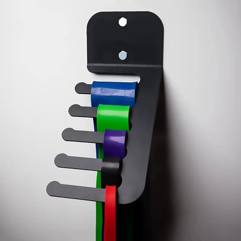 Estante de almacenamiento de bandas de resistencia montado en la pared para bandas de dominadas, cuerdas para saltar, organizador de equipos de gimnasio que ahorra espacio con gancho para gimnasios en casa - imagen 4