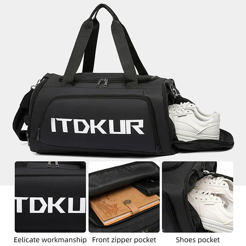 Bolsa de gimnasio deportiva, bolsa de viaje multifuncional de gran capacidad para fin de semana con compartimento para zapatos, bolsa de comando de viaje corto al aire libre - imagen 3