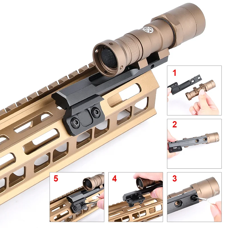 Soporte de luz adaptable táctico Offset, compatible con carril de 20mm, m-lok, Keymod, Surefir, M600, M300, arma, Airsoft, accesorios, Base de linterna - imagen 5