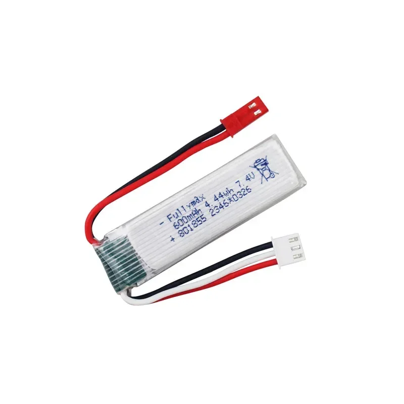 (Enchufe JST) Batería de iones de litio de 7,4 V 600 mAh 25C con cargador para aviones XK K130 RC, accesorios de juguete modelo de avión planeador - imagen 4