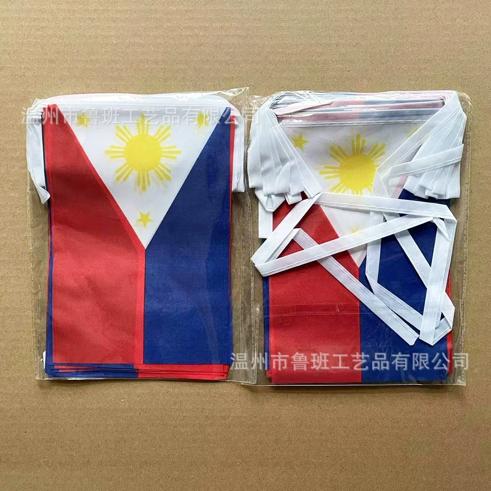 BANDERA DE SKY, banderines de Filipinas, 14x21cm, 20 unids/lote, banderas de hilo de Filipinas, banderín, pancarta, fiesta, vacaciones para decoración - imagen 4