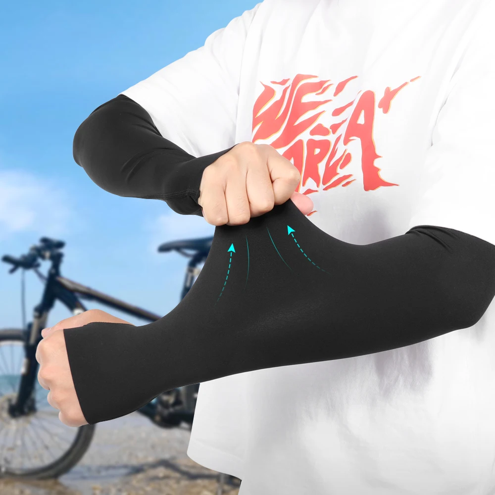 Funda de brazo de protección solar para deportes al aire libre, manguitos Unisex Anti-UV de seda de hielo para ciclismo, correr, pesca, escalada, conducción - imagen 5