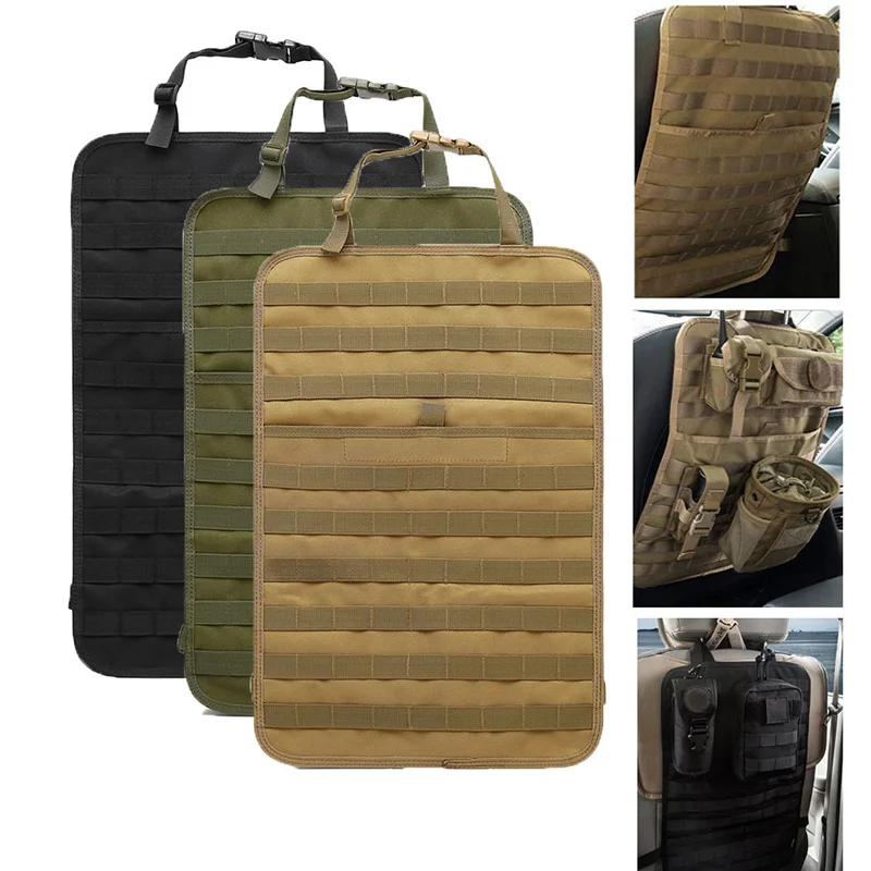 Organizador táctico MOLLE para asiento trasero de coche, Panel Protector de cubierta de vehículo, bolsa de almacenamiento, Panel militar, Kit Protector de cubierta de asiento de vehículo