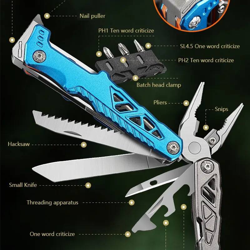Alicates plegables multifuncionales, Alicates de punta afilada, alicates de cuchillo para exteriores, herramienta universal portátil, instalación de cuchillos - imagen 4
