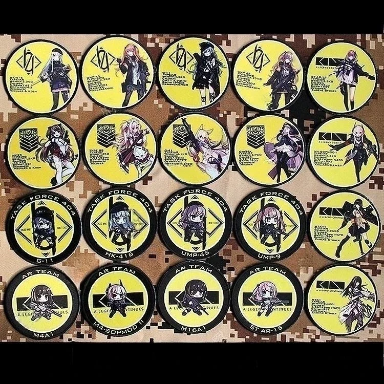 Parches Frontline para ropa para niñas, parche bordado de Anime, insignias tácticas de pistola para niñas en mochila, brazalete de bucle de gancho militar - imagen 2