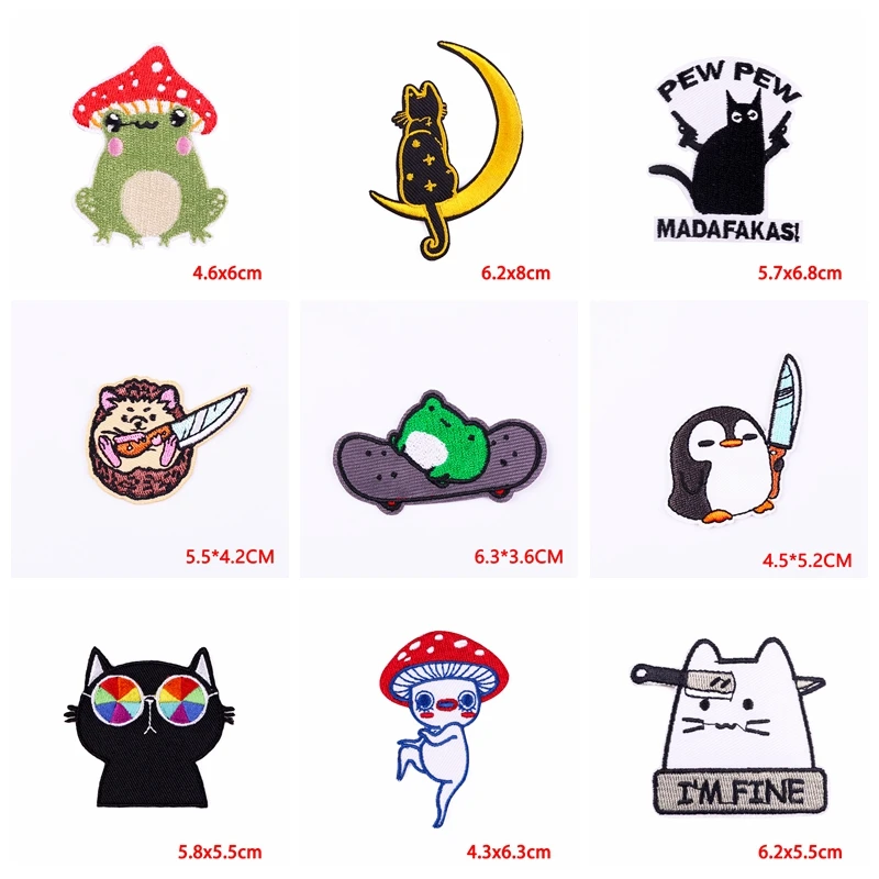 Parche bordado de animales de dibujos animados, parches termoadhesivos para planchar en la ropa, zorro, ballena y gato, 10 unidades por lote - imagen 2