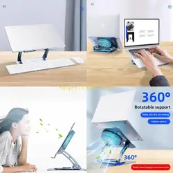 Soporte cuaderno altura ajustable soporte cuaderno J1HC con soporte computadora ventilador enfriamiento uso