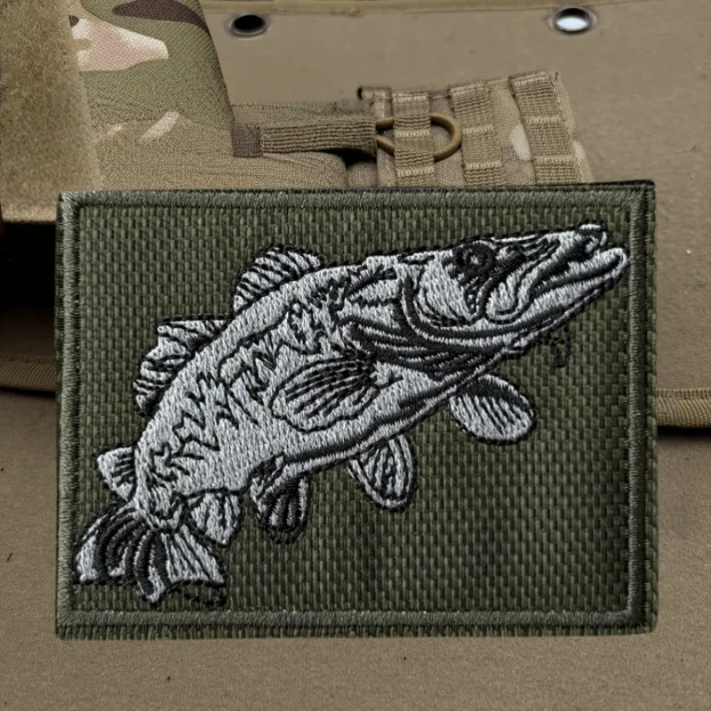 Parche bordado 3D de pescado, chaleco táctico, sombreros con gancho y bucle, insignia de moral, mochila, pegatinas decorativas, parches para brazalete para ropa - imagen 4