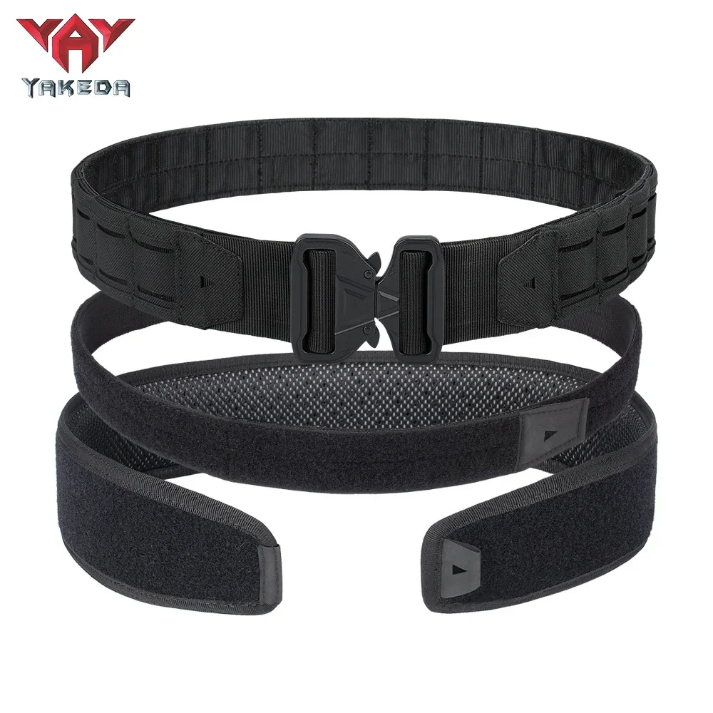Cinturón táctico YAKEDA 3 en 1, hebilla de liberación rápida cortada con láser, cinturón de tiro de combate MOLLE con cinturón interior y almohadilla de soporte trasero - imagen 2