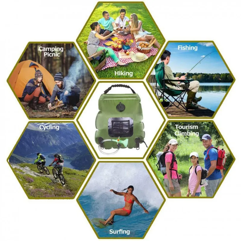 Bolsa ducha solar portátil 20L para camping con manguera extraíble - imagen 5