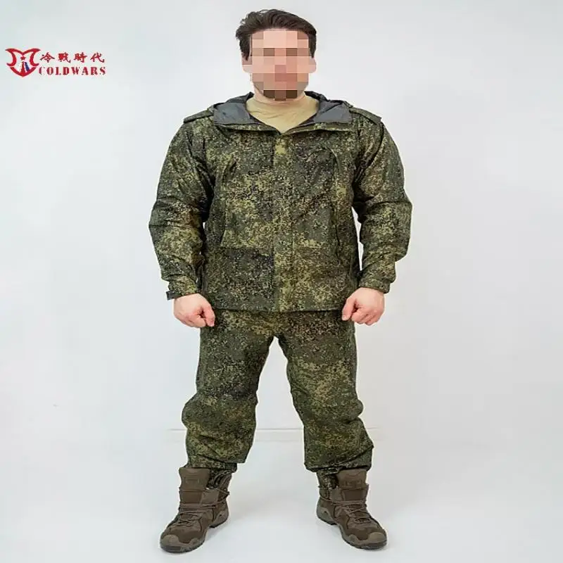 Conjunto de traje de entrenamiento de concha dura de camuflaje ruso VKBO lv6 EMR, chaqueta de cubierta impermeable con capucha para hombre verde pequeño - imagen 5