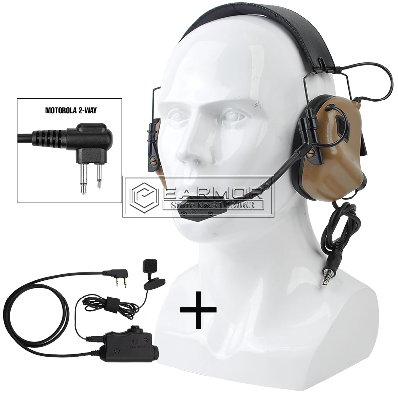 EARMOR-auriculares tácticos M32 y PTT para cancelación de ruido, comunicación de aviación, auriculares Softair para disparar - imagen 4