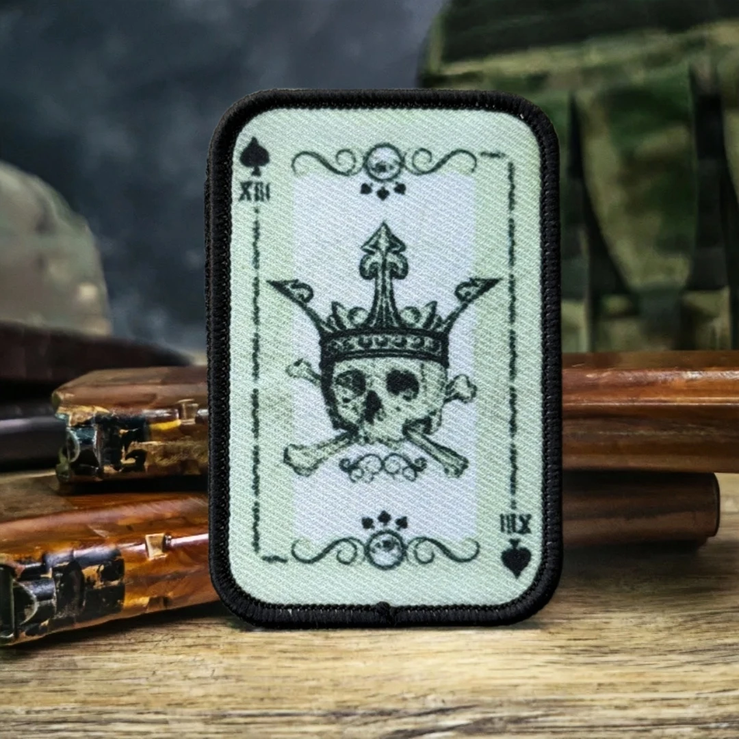 Parche táctico de moral Ace of Spades, brazalete del ejército militar, parches de gancho y bucle impresos para ropa, pegatina para mochila - imagen 5